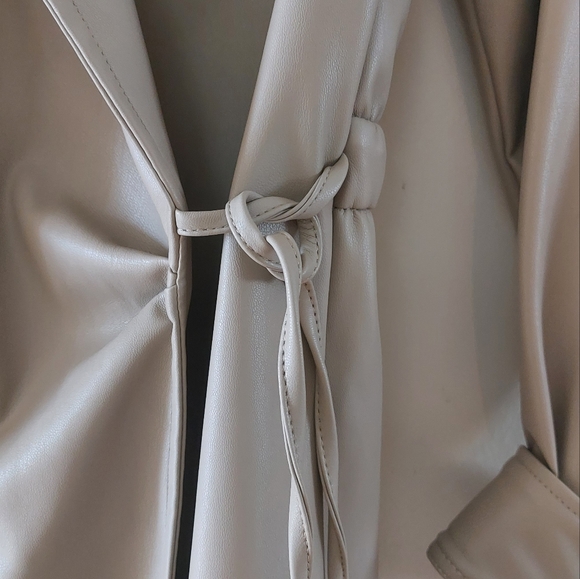 Zara Leather Blazer with Knot Tie Closure - Picture 2 of 6